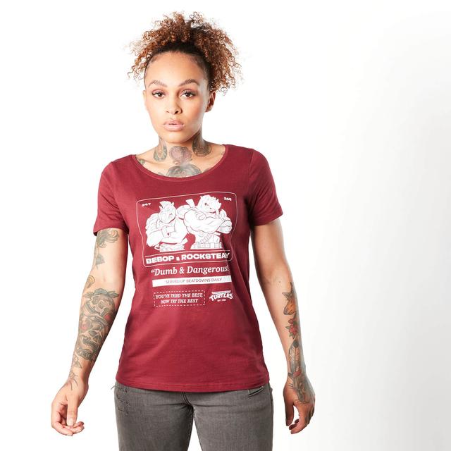 Camiseta Tortugas Ninja Bebop And Rocksteady - Mujer - Burdeos - L - Burgundy on Productcaster.