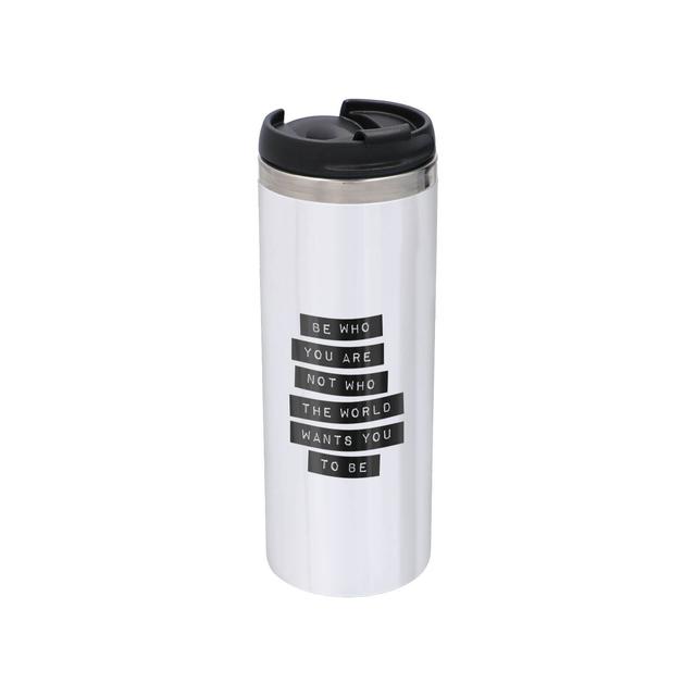 The Motivated Type Be Who You Are Stainless Steel Thermo Travel Mug - Metallic Finish on Productcaster.