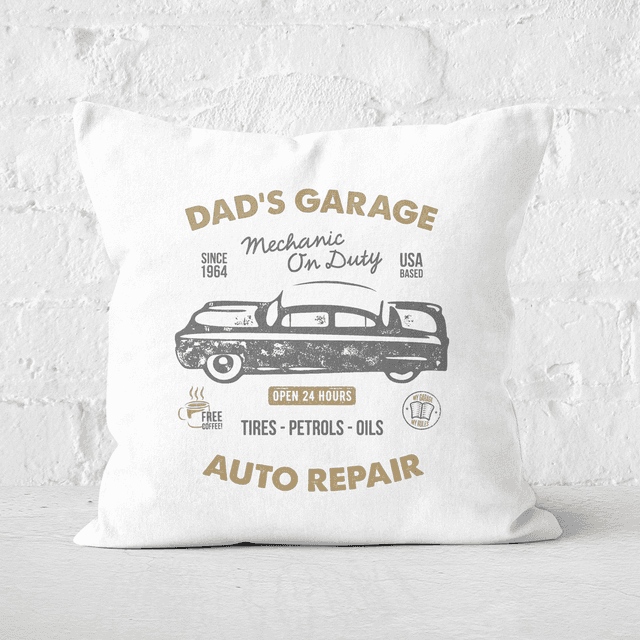 Dad's Garage Square Cushion - 40x40cm - Soft Touch on Productcaster.