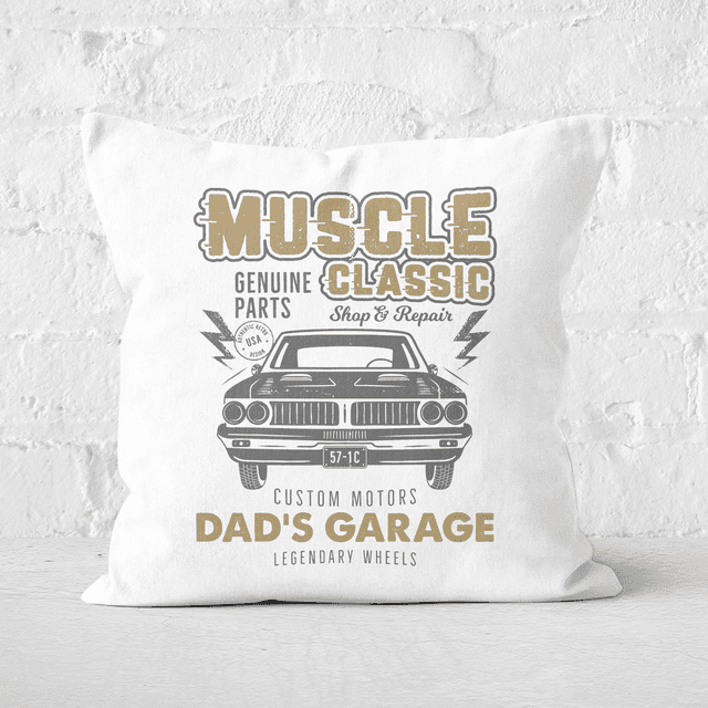 Dad's Garage Square Cushion - 40x40cm - Soft Touch on Productcaster.