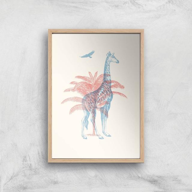 Giraffe Giclee Art Print - A4 - Wooden Frame on Productcaster.