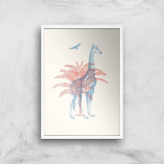 Giraffe Giclee Art Print - A3 - White Frame on Productcaster.