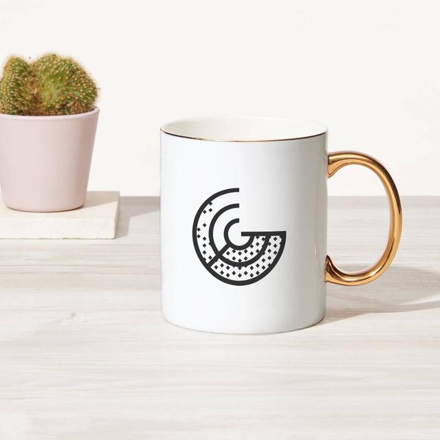 Stylised Letter Bone China Gold Handle Mug - G on Productcaster.