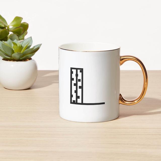 Stylised Letter Bone China Gold Handle Mug - L on Productcaster.