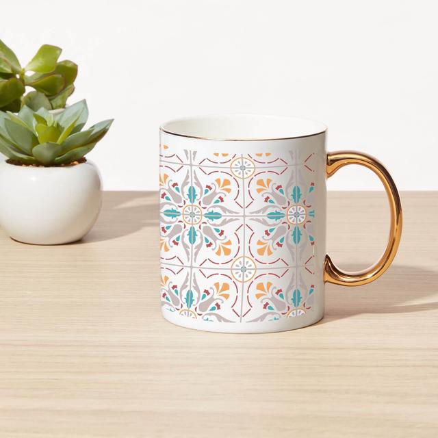 Summer Tile Bone China Gold Handle Mug on Productcaster.