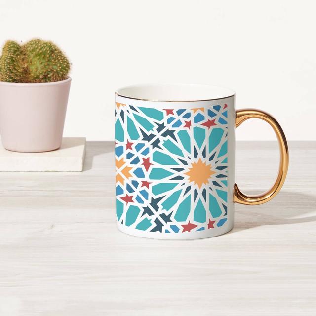 Flower Tile Bone China Gold Handle Mug on Productcaster.