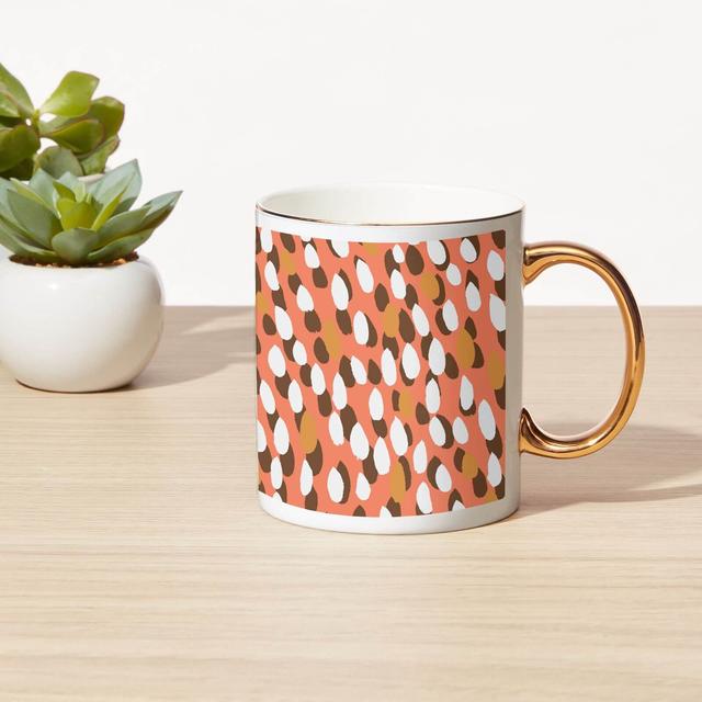 Warm Tone Brush Strokes Bone China Gold Handle Mug on Productcaster.