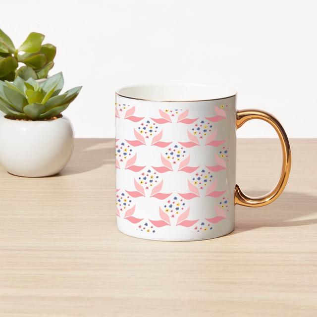 Leaves And Flowers Bone China Gold Handle Mug on Productcaster.