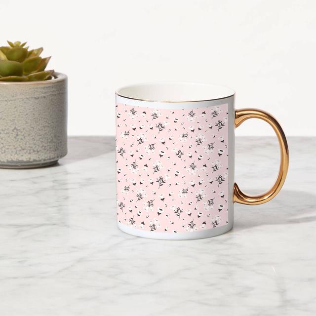 Small Flowers Bone China Gold Handle Mug on Productcaster.