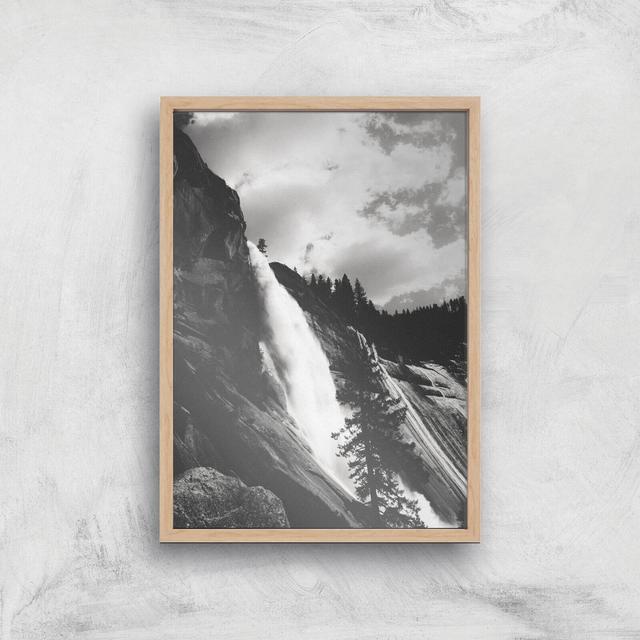 Yosemite Crashing Waterfall Giclee Art Print - A4 - Wooden Frame on Productcaster.