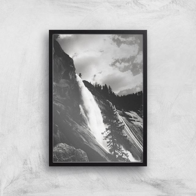 Yosemite Crashing Waterfall Giclee Art Print - A3 - Black Frame on Productcaster.