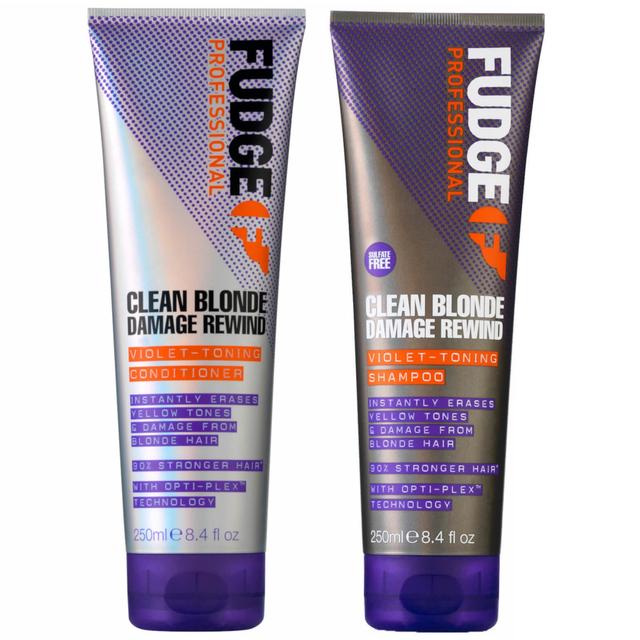 Fudge Professional Clean Blonde Damage Rewind Violet-Toning Shampoo and Conditioner Bundle 250ml on Productcaster.