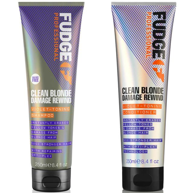 Fudge Professional Clean Blonde Damage Rewind Violet-Toning Shampoo and Conditioner Bundle 250ml on Productcaster.