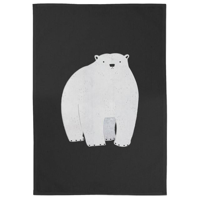 Snowtap Polar Bear Pondering Cotton Tea Towel - Black on Productcaster.