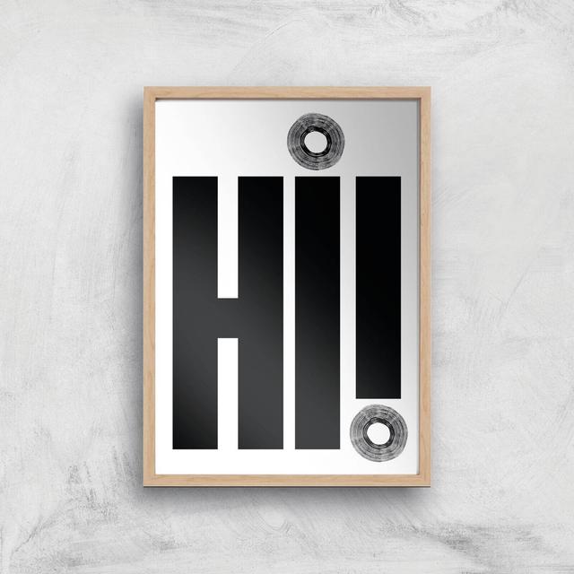 Hi! Giclee Art Print - A4 - Wooden Frame on Productcaster.