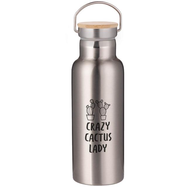 Crazy Cactus Lady Portable Insulated Water Bottle - Steel on Productcaster.