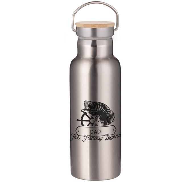 Dad The Fishing Legend Portable Insulated Water Bottle - Steel on Productcaster.