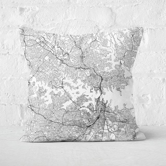 Sydney City Map Square Cushion - 50x50cm - Soft Touch on Productcaster.