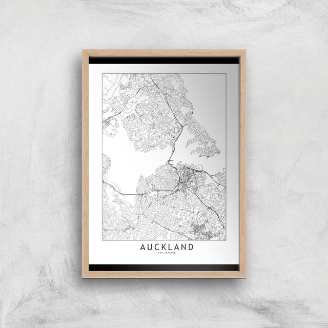 Auckland Light City Map Giclee Art Print - A4 - Wooden Frame on Productcaster.