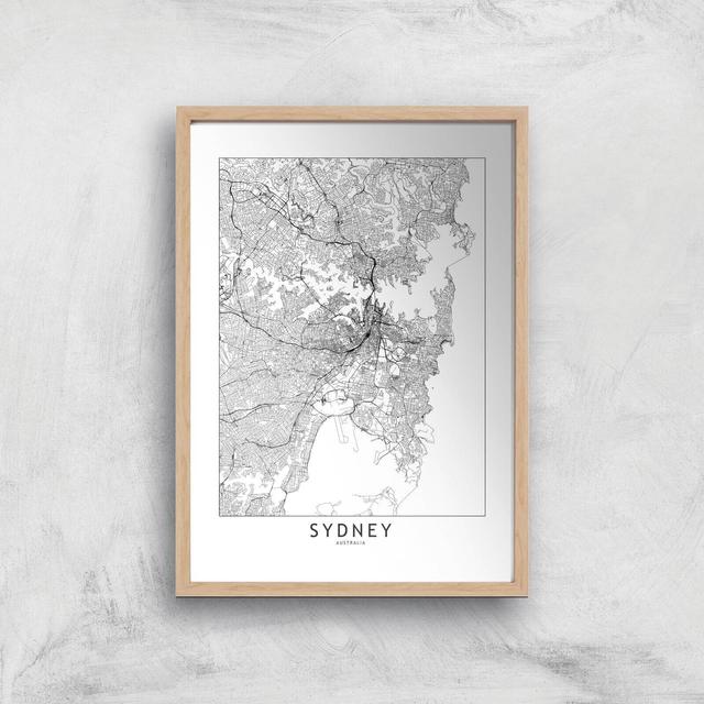 Sydney Light City Map Giclee Art Print - A3 - Wooden Frame on Productcaster.