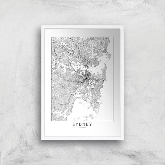 Sydney Light City Map Giclee Art Print - A2 - White Frame on Productcaster.