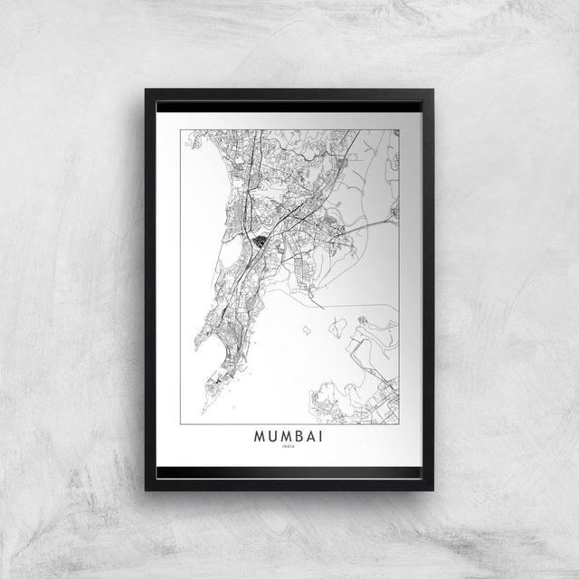 Mumbai Light City Map Giclee Art Print - A3 - Black Frame on Productcaster.