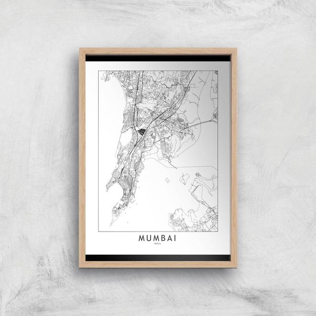 Mumbai Light City Map Giclee Art Print - A2 - Wooden Frame on Productcaster.