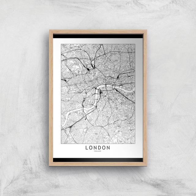 London Light City Map Giclee Art Print - A2 - Wooden Frame on Productcaster.