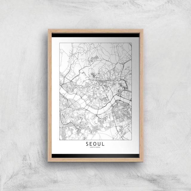 Seoul Light City Map Giclee Art Print - A4 - Wooden Frame on Productcaster.