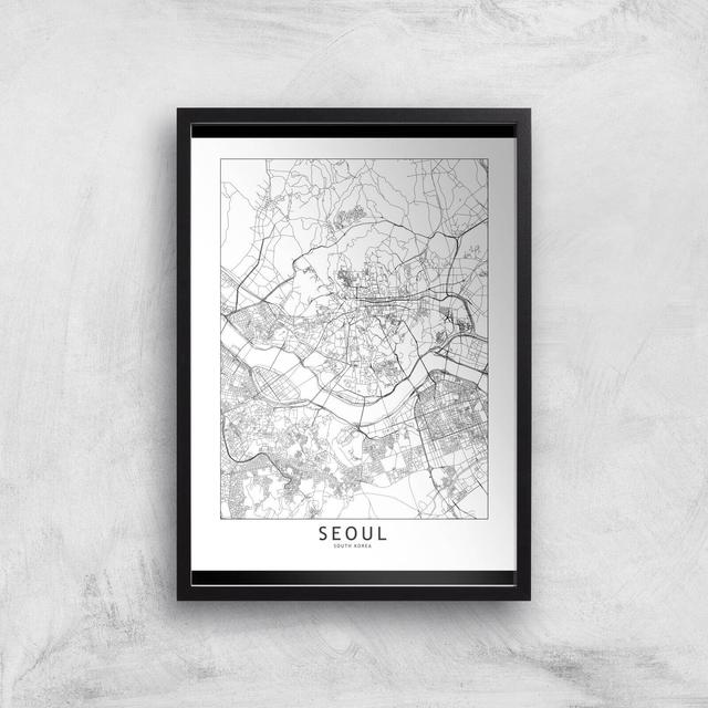 Seoul Light City Map Giclee Art Print - A3 - Black Frame on Productcaster.