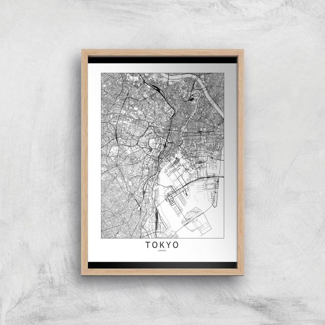 Tokyo Light City Map Giclee Art Print - A3 - Wooden Frame on Productcaster.