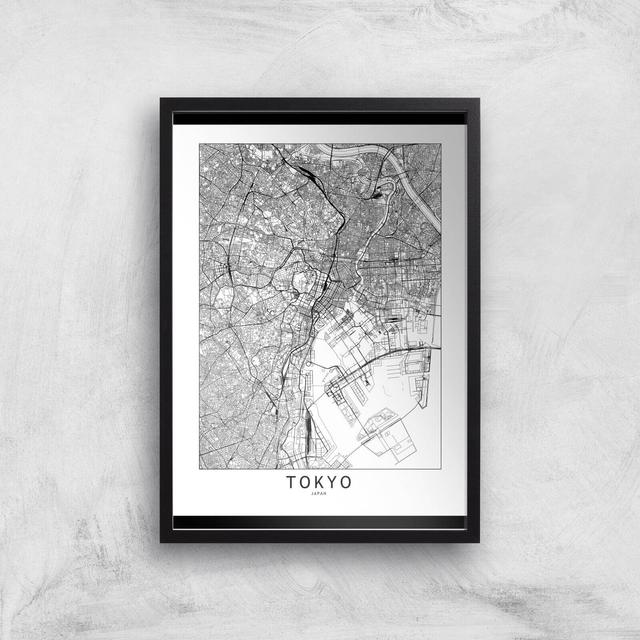 Tokyo Light City Map Giclee Art Print - A3 - Black Frame on Productcaster.