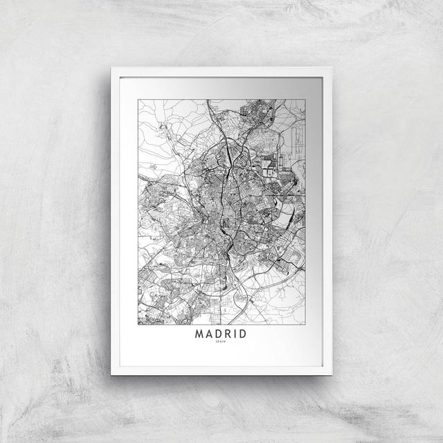 Madrid Light City Map Giclee Art Print - A3 - White Frame on Productcaster.