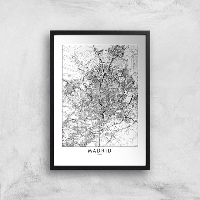 Madrid Light City Map Giclee Art Print - A3 - Black Frame on Productcaster.