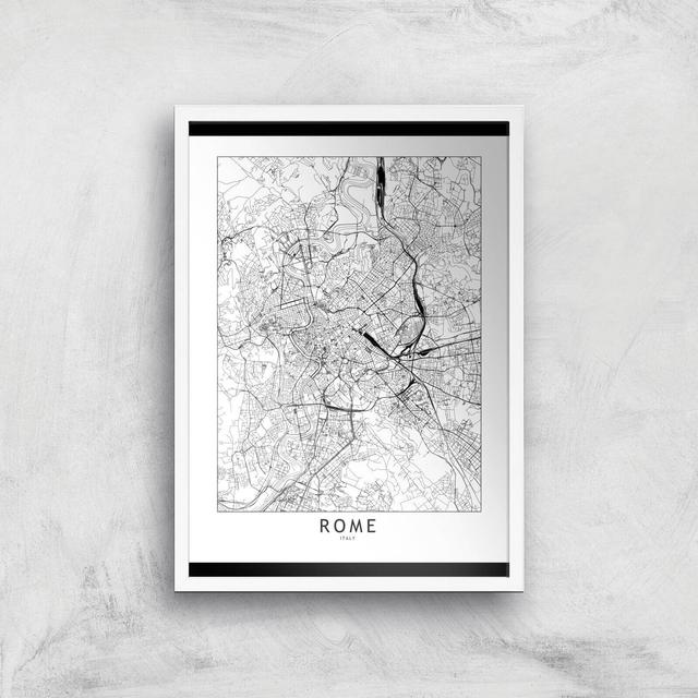 Rome Light City Map Giclee Art Print - A3 - White Frame on Productcaster.