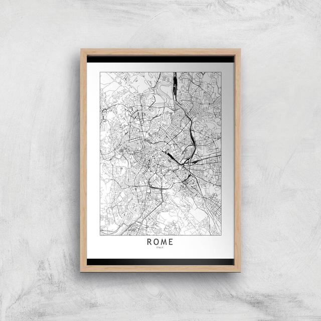 Rome Light City Map Giclee Art Print - A2 - Wooden Frame on Productcaster.