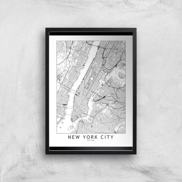 New York Light City Map Giclee Art Print - A3 - Black Frame on Productcaster.