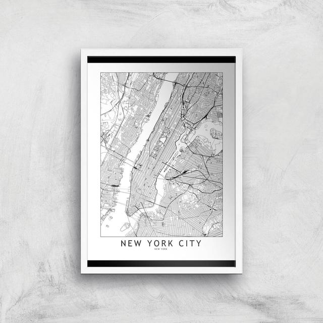 New York Light City Map Giclee Art Print - A2 - White Frame on Productcaster.