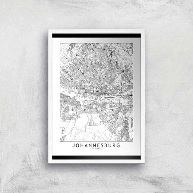 Johannesburg Light City Map Giclee Art Print - A3 - White Frame on Productcaster.