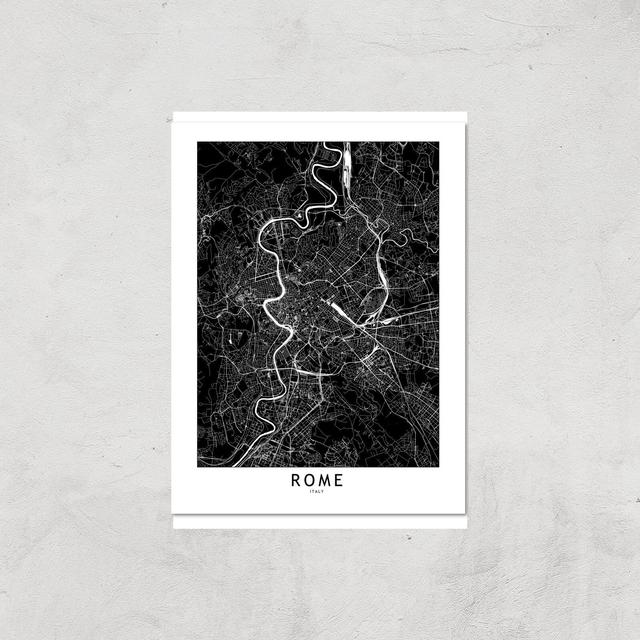 Rome Dark City Map Giclee Art Print - A4 - Print Only on Productcaster.