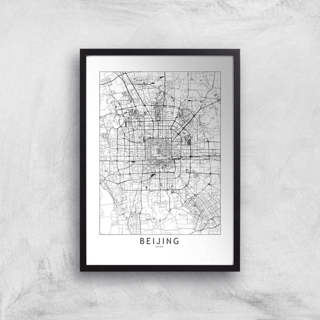 Beijing Light City Map Giclee Art Print - A3 - Black Frame on Productcaster.