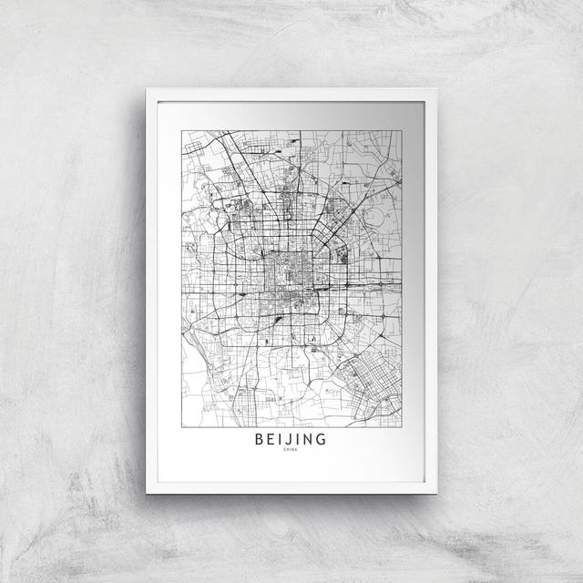 Beijing Light City Map Giclee Art Print - A2 - White Frame on Productcaster.