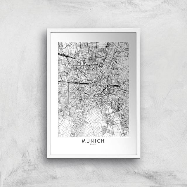 Munich Light City Map Giclee Art Print - A2 - White Frame on Productcaster.