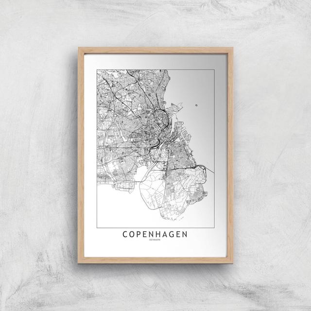 Copenhagen Light City Map Giclee Art Print - A3 - Wooden Frame on Productcaster.