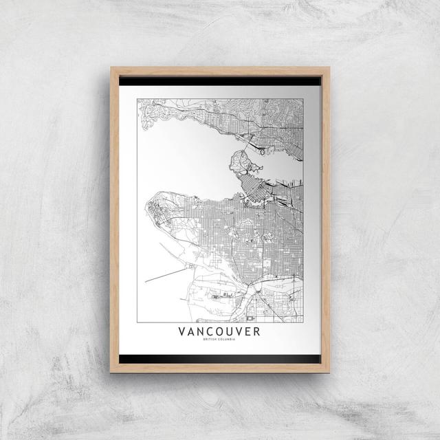 Vancouver Light City Map Giclee Art Print - A4 - Wooden Frame on Productcaster.