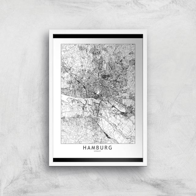 Hamburg Light City Map Giclee Art Print - A3 - White Frame on Productcaster.