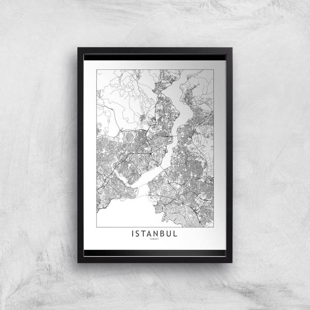 Istanbul Light City Map Giclee Art Print - A3 - Black Frame on Productcaster.