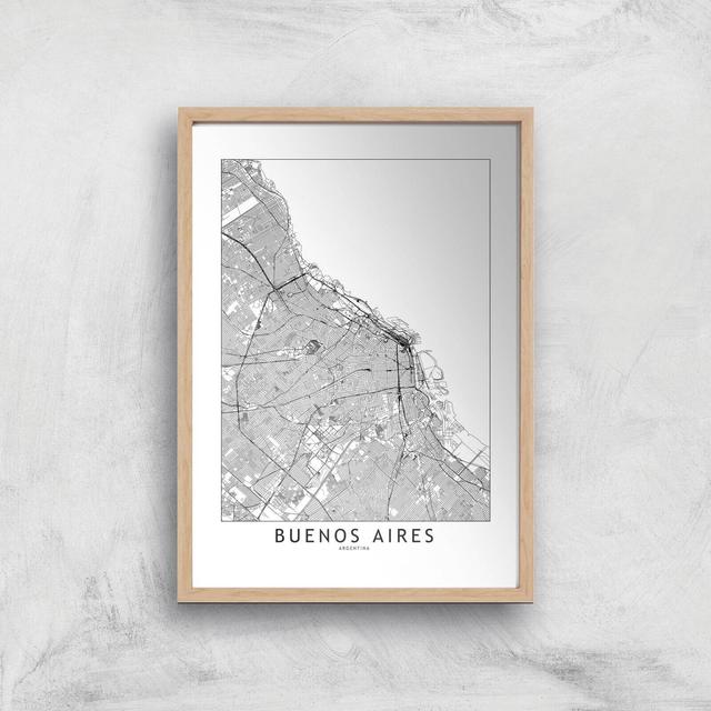 Buenos Aires Light City Map Giclee Art Print - A4 - Wooden Frame on Productcaster.