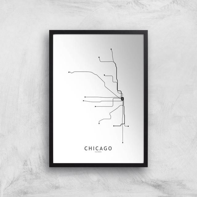 Chicago Tram Lines Giclee Art Print - A3 - Black Frame on Productcaster.