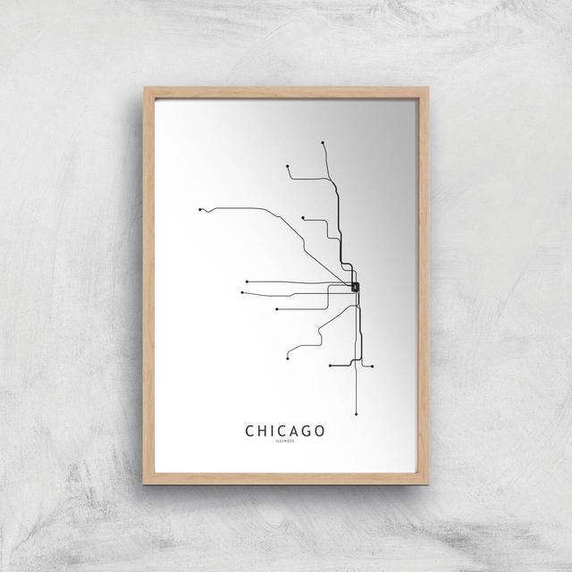 Chicago Tram Lines Giclee Art Print - A2 - Wooden Frame on Productcaster.